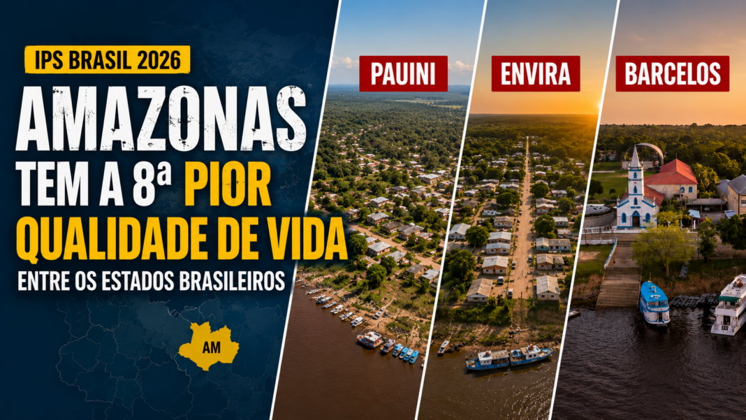 IPS Brasil 2026: Pauini, Envira e Barcelos colocam Amazonas entre os estados com pior qualidade de vida do Brasil