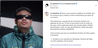 Meta derruba vídeo de MC Cabelinho sobre Flávio Bolsonaro às vésperas do 2º turno