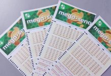 Números sorteados na Mega-Sena são 06, 30, 32, 38, 49 e 57